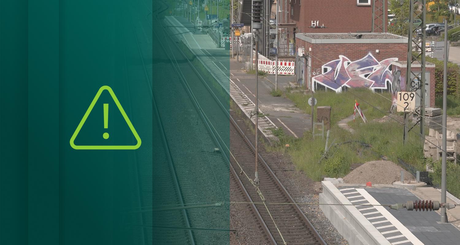 Bahnsteig in Hasbergen mit 120-meter-langer Lücke.