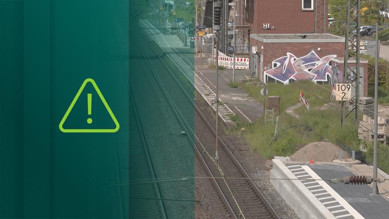 Bahnsteig in Hasbergen mit 120-meter-langer Lücke.