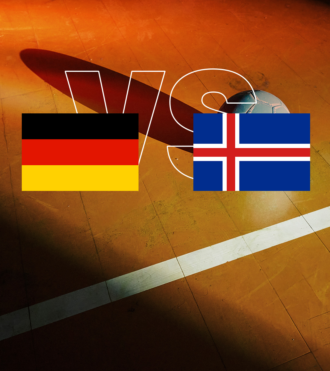 Handball Länderspiel Flaggen von Deutschland und Island