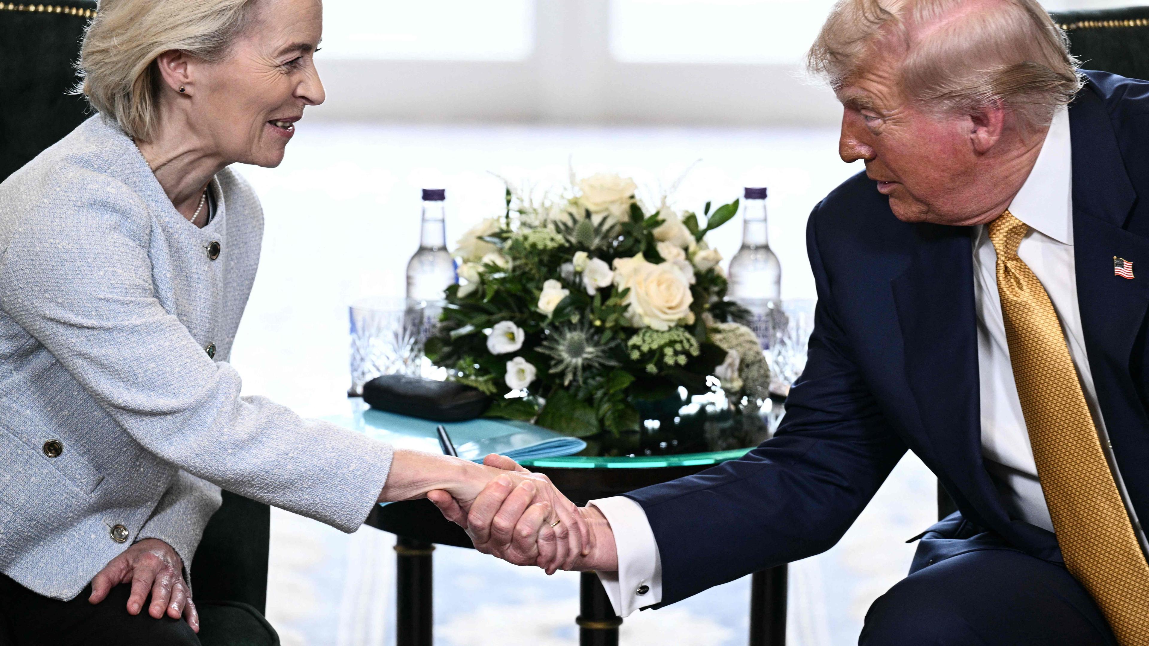 Handschlag zwischen Trump und Von der Leyen 