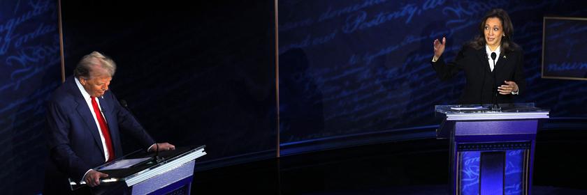 Der ehemalige US-Präsident Donald Trump und US-Vizepräsidentin Kamala Harris bei ihrer ersten TV-Debatte.