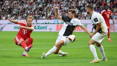Bayerns Stürmer Harry Kane trifft zum 2:1 Endstand gegen die SV 07 Elversberg