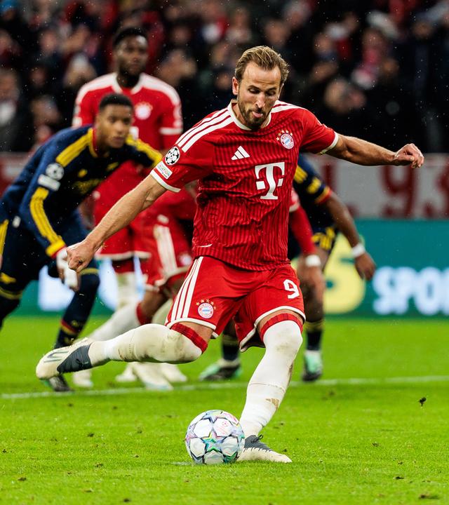 Harry Kane in Aktion im Spiel FC Bayern München gegen FC Arsenal in München.