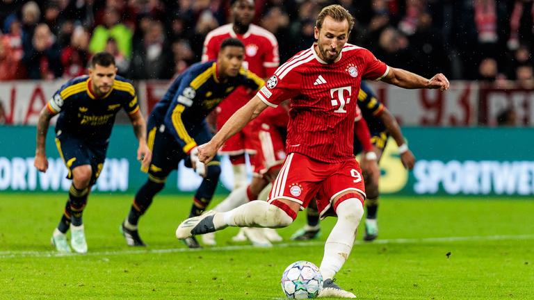 Harry Kane in Aktion im Spiel FC Bayern München gegen FC Arsenal in München.