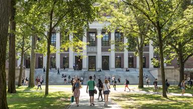 Blick auf den Campus der Harvard Universität in Cambridge, USA.