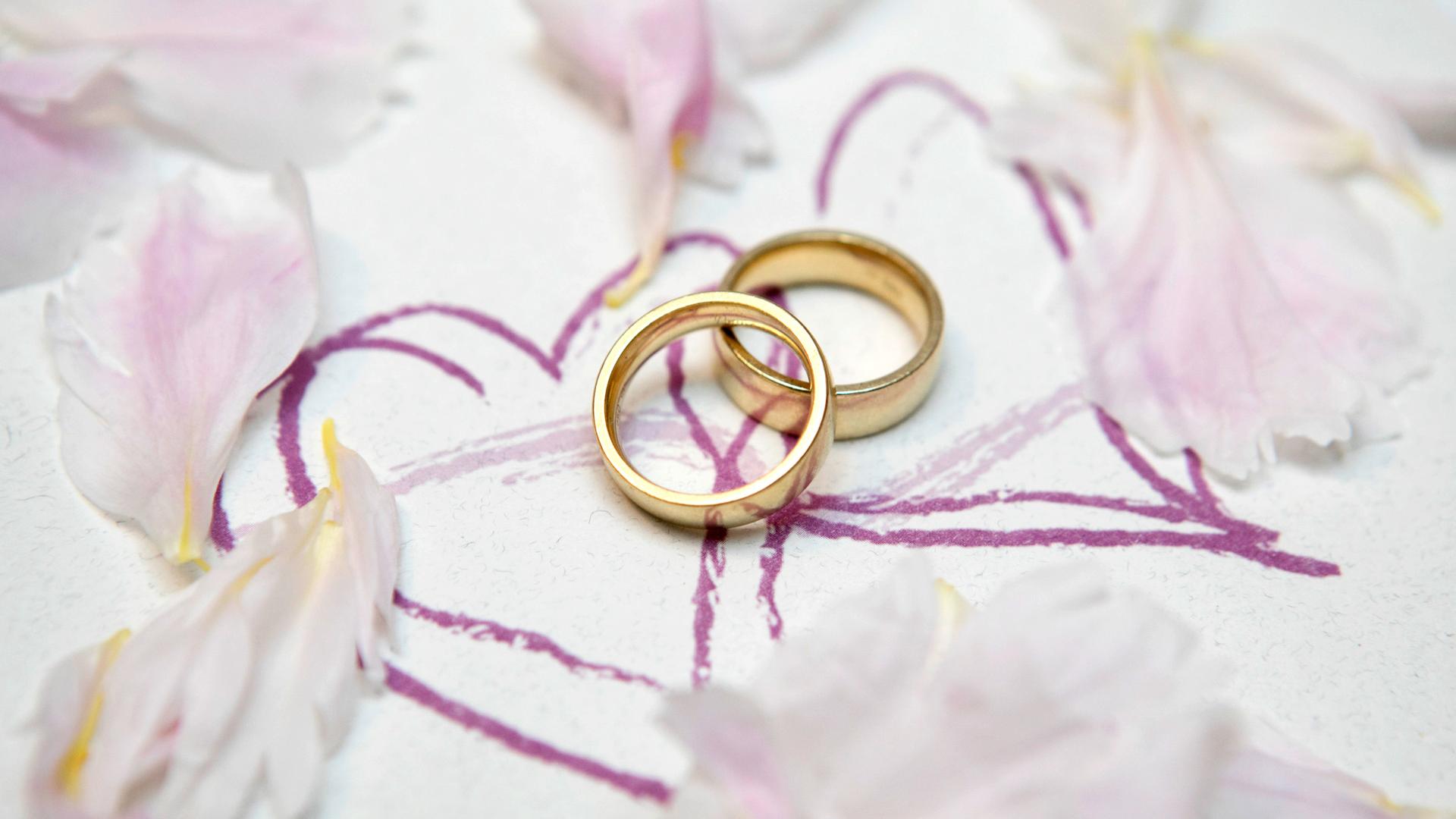 Archiv: Ringe liegen in Bremen auf einer Mappe mit zwei Herzen