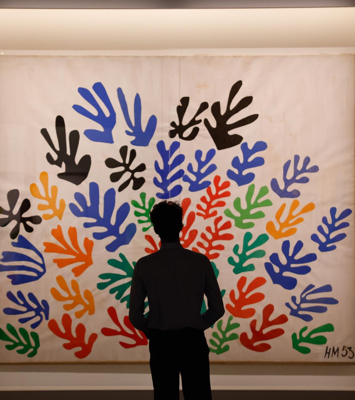 Ein Kunstwerk mit dem Titel „La Gerbe“ des französischen Künstlers Henri Matisse, ausgestellt während der Ausstellung „Matisse 1941-1954“ im Grand Palais in Paris, Frankreich, 19. März 2026 (veröffentlicht am 20. März 2026).