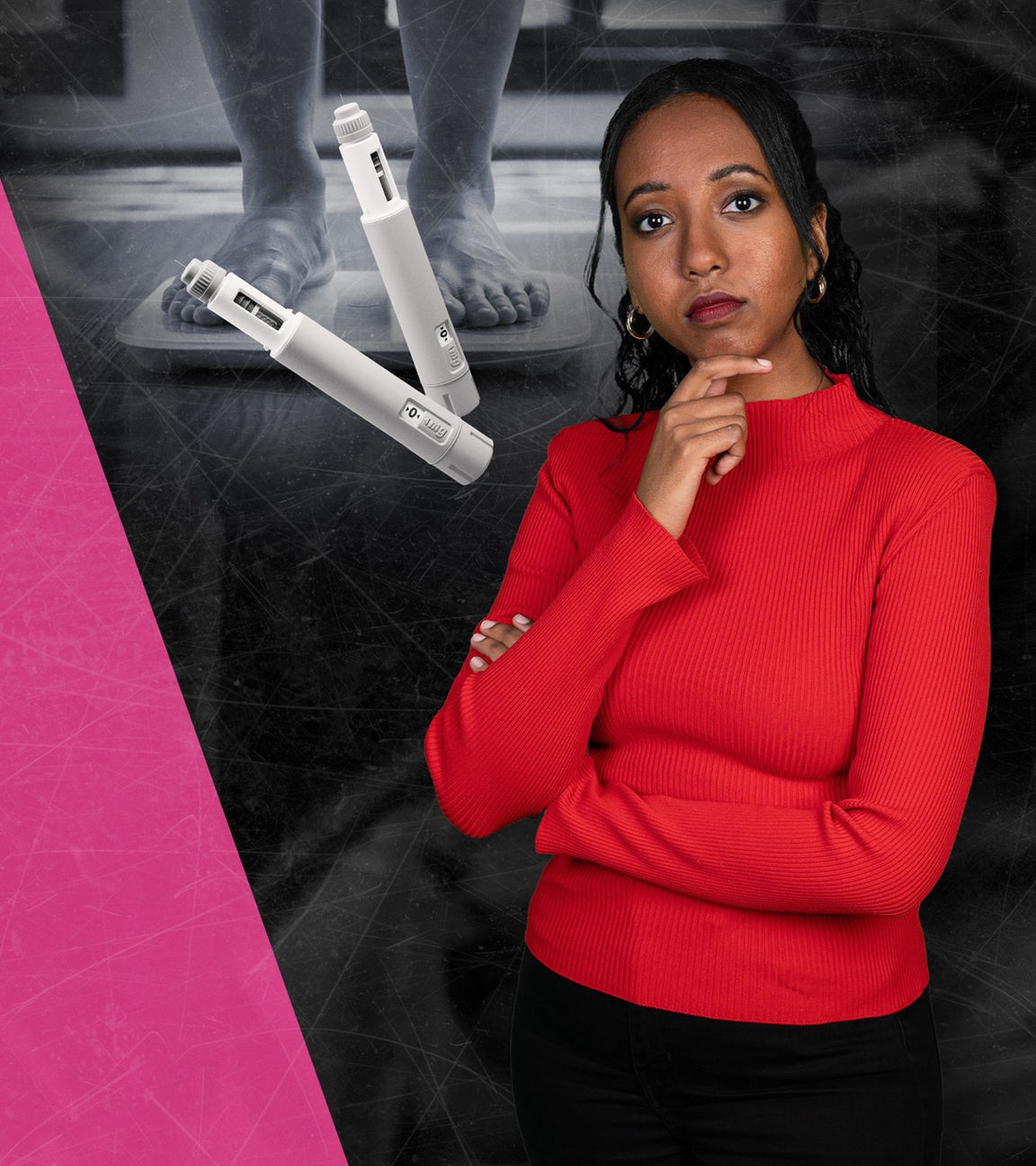 Lisabell Shewafera, im Hintergrund Abnehmspritzen