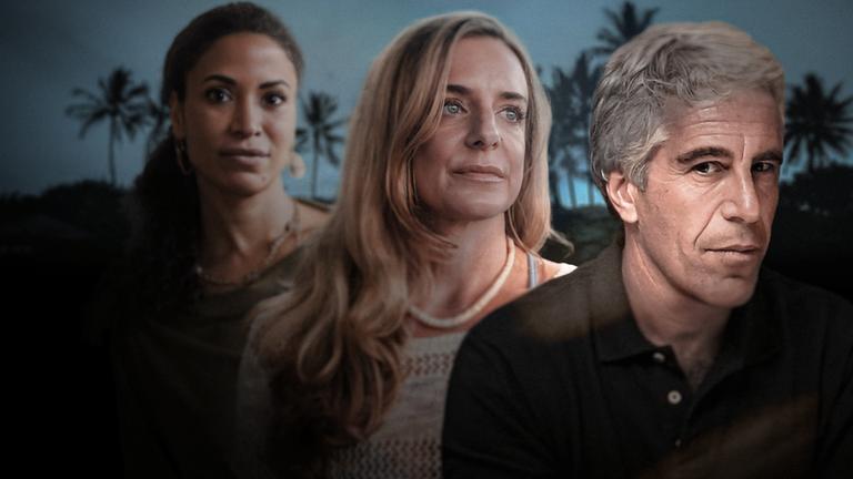 Montage von Jeffrey Epstein mit den Opfern Ashley Rubright und Lisa Phillips