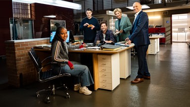 Die Crew der Soko Stuttgart am Filmset