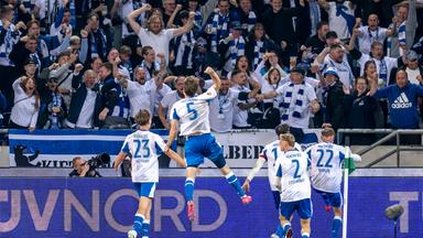 Herthaner jubeln. 