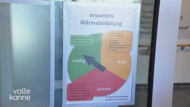 Hitze-Alarm: Risiken und Schutzmaßnahmen: Ein Schild mit "erwartete Wärmebelastung"