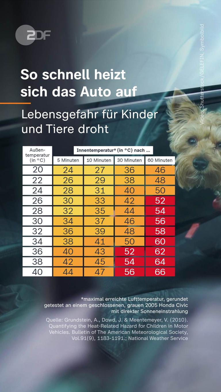 So schnell heizt sich das Auto auf