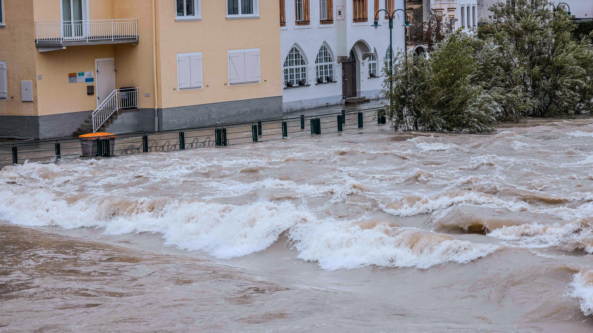 Hochwassermengen nach Starkregen in Oberösterreich