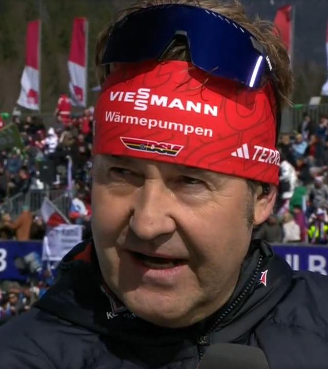 DSV-Skisprung-Sportdirektor Horst Hüttel im ZDF-Interview beim Skiflug-Weltcup in Planica.