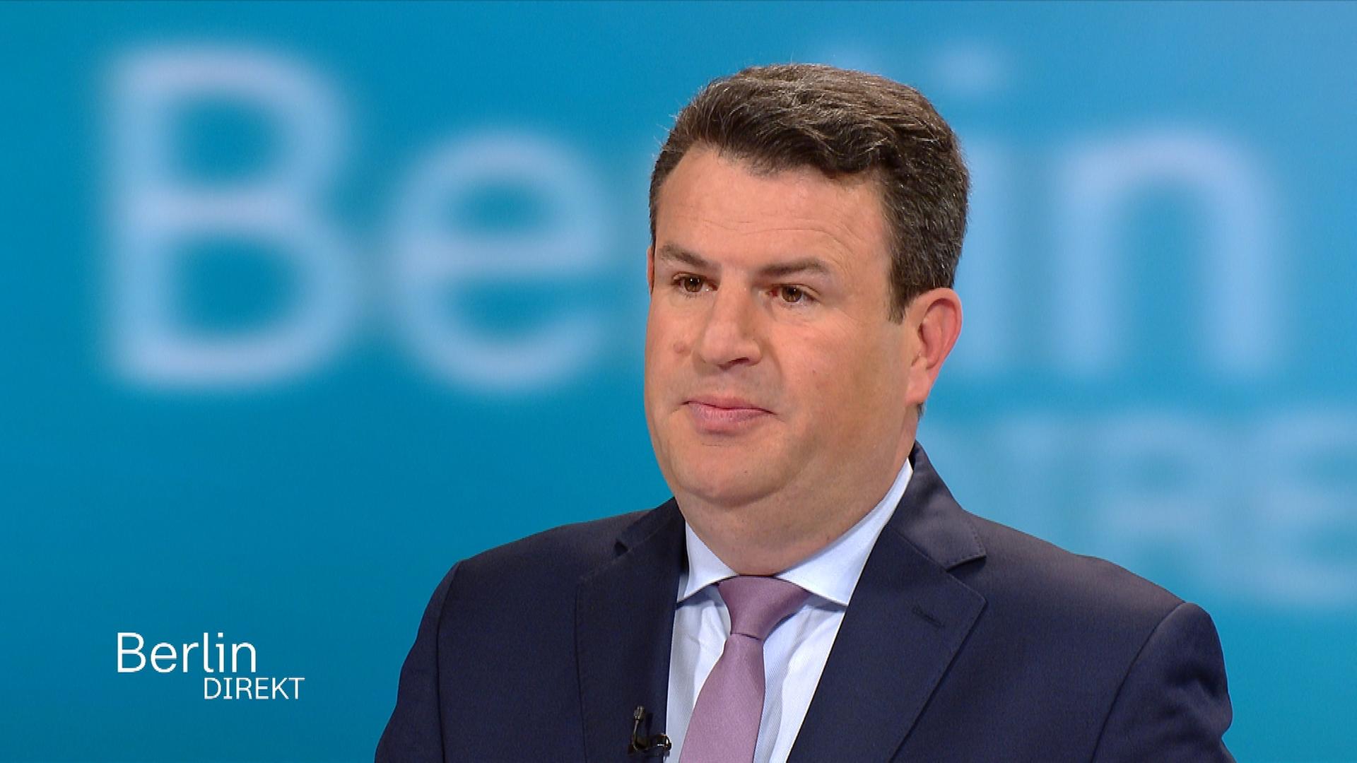 Bundesarbeitsminister Hubertus Heil, SPD, im Berlin-direkt-Studio