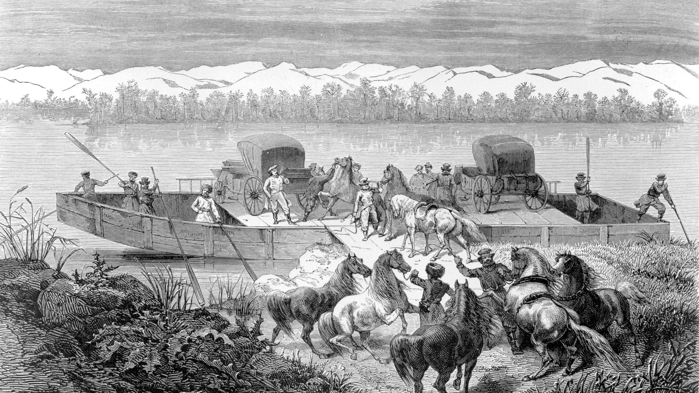 Humboldt in Sibirien - Flussüberquerung