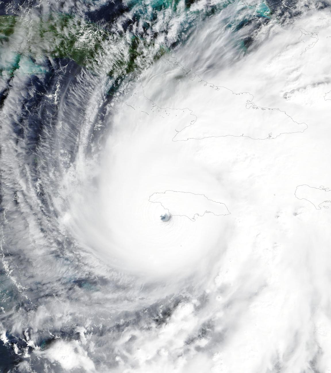 Ein von der NASA-Anwendung Worldview, Teil des NASA Earth Science Data and Information System (ESDIS), zur Verfügung gestelltes Satellitenbild zeigt den Hurrikan Melissa, der sich am 28.10.2025 Jamaika nähert. 