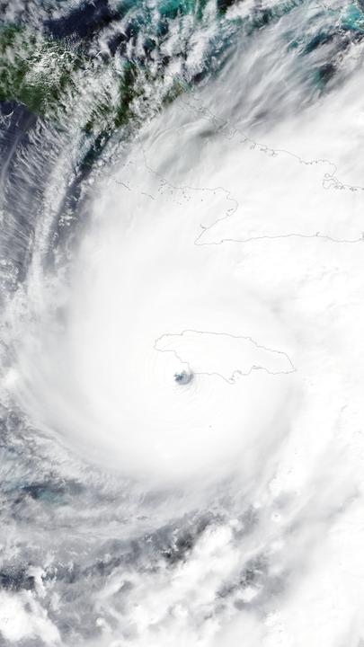 Ein von der NASA-Anwendung Worldview, Teil des NASA Earth Science Data and Information System (ESDIS), zur Verfügung gestelltes Satellitenbild zeigt den Hurrikan Melissa, der sich am 28.10.2025 Jamaika nähert. 