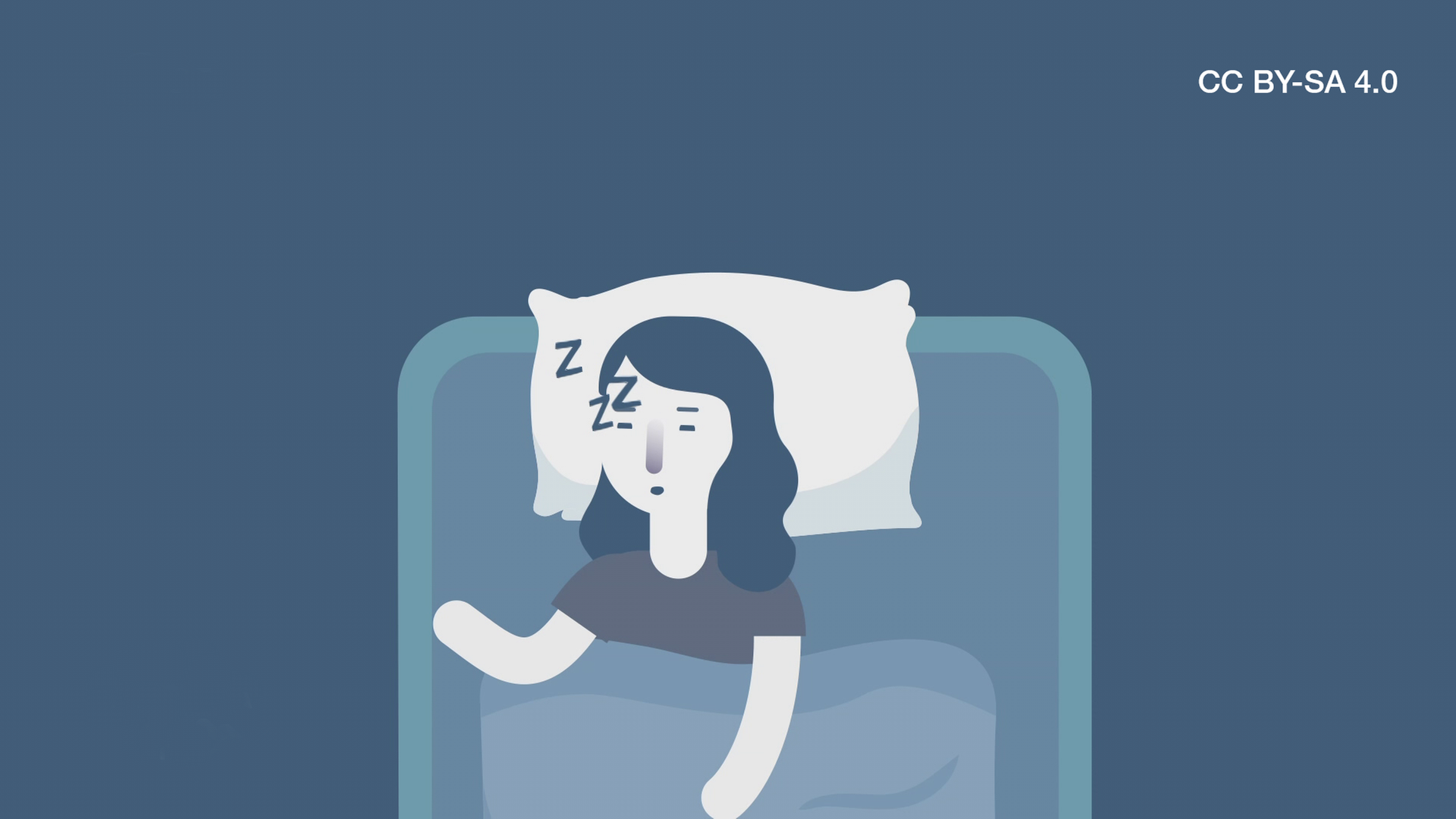 Frau liegt auf Bett und schläft (Illustration)