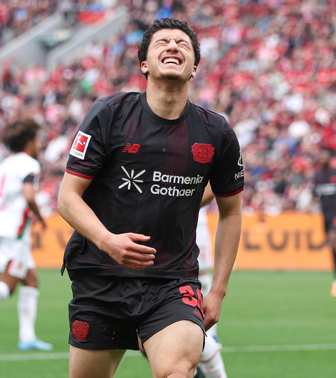 Ibrahim Maza (Bayer 04 Leverkusen) reagiert ist enttäuscht im Spiel gegen den FC Augsburg