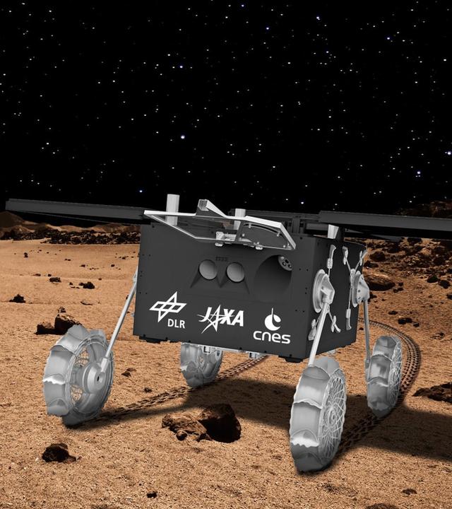 Künstlerische Darstellung des MMX-Rovers am Ziel. (Archiv)