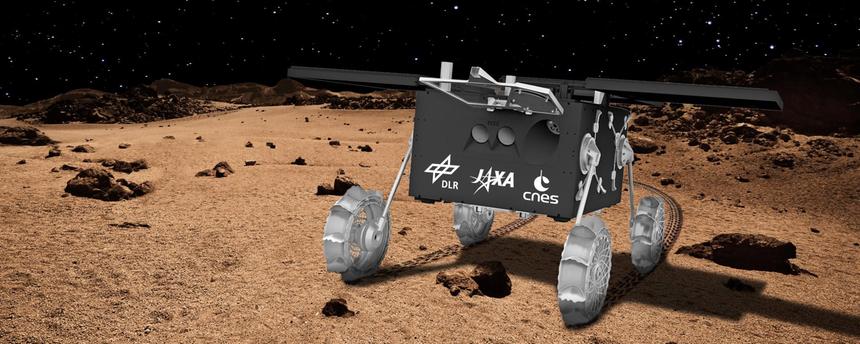 Künstlerische Darstellung des MMX-Rovers am Ziel. (Archiv)