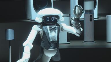 Man sieht einen Roboter mit Gesicht 