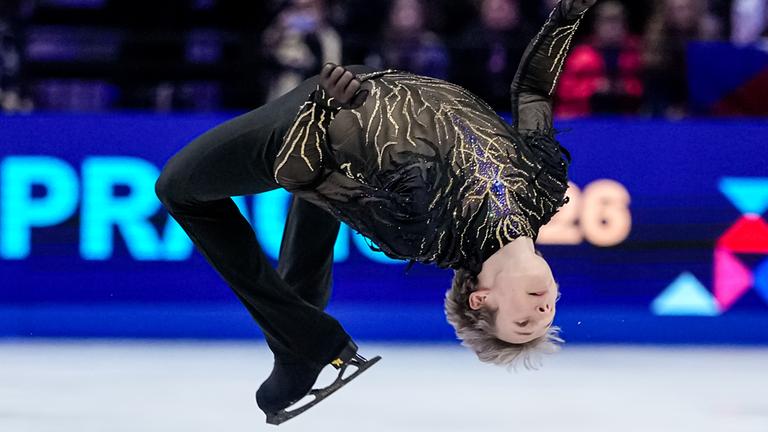 Ilia Malinin (USA) in Aktion. 