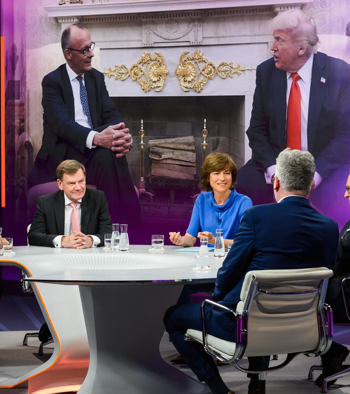 von links: Mariam Lau, Johann Wadephul, Maybrit Illner, Wolfgang Ischinger, Adam ToozeSchalte: Elmar Theveßen