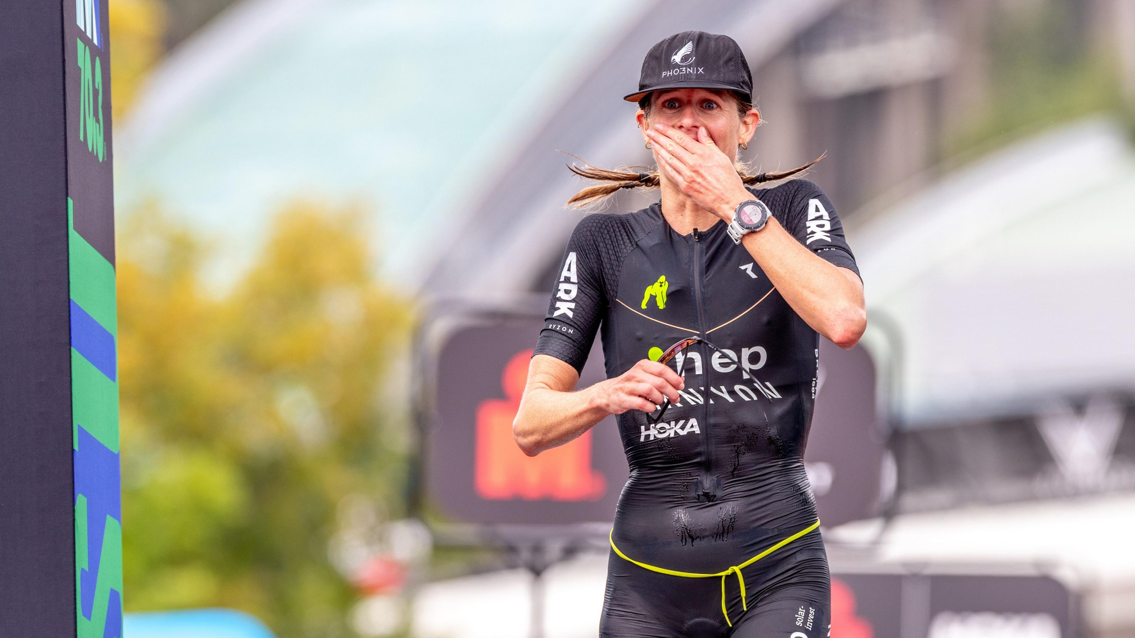 Finnland, Lahti: Triathlon: Weltmeisterschaft, Ironman 70.3, 21,1 km Laufen), Frauen: Imogen Simmonds aus der Schweiz in Aktion. 