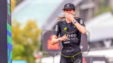 Finnland, Lahti: Triathlon: Weltmeisterschaft, Ironman 70.3, 21,1 km Laufen), Frauen: Imogen Simmonds aus der Schweiz in Aktion. 