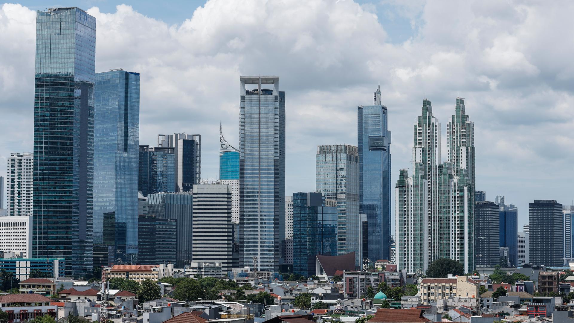 Blick auf die Skyline von Jakarta, Indonesien