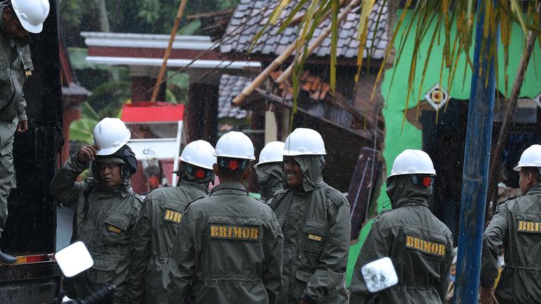 Aufräumarbeiten nach Tsunami in Indonesien, aufgenommen am 27.12.2018