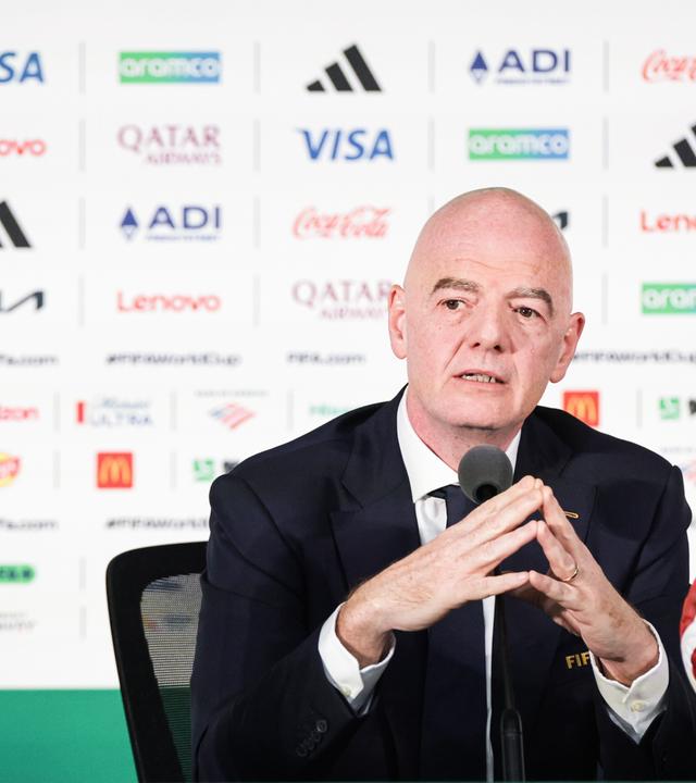 FIFA-Präsident Gianni Infantino gibt im Stadion von Mexiko-Stadt eine Pressekonferenz im Vorfeld der FIFA-Weltmeisterschaft 2026.