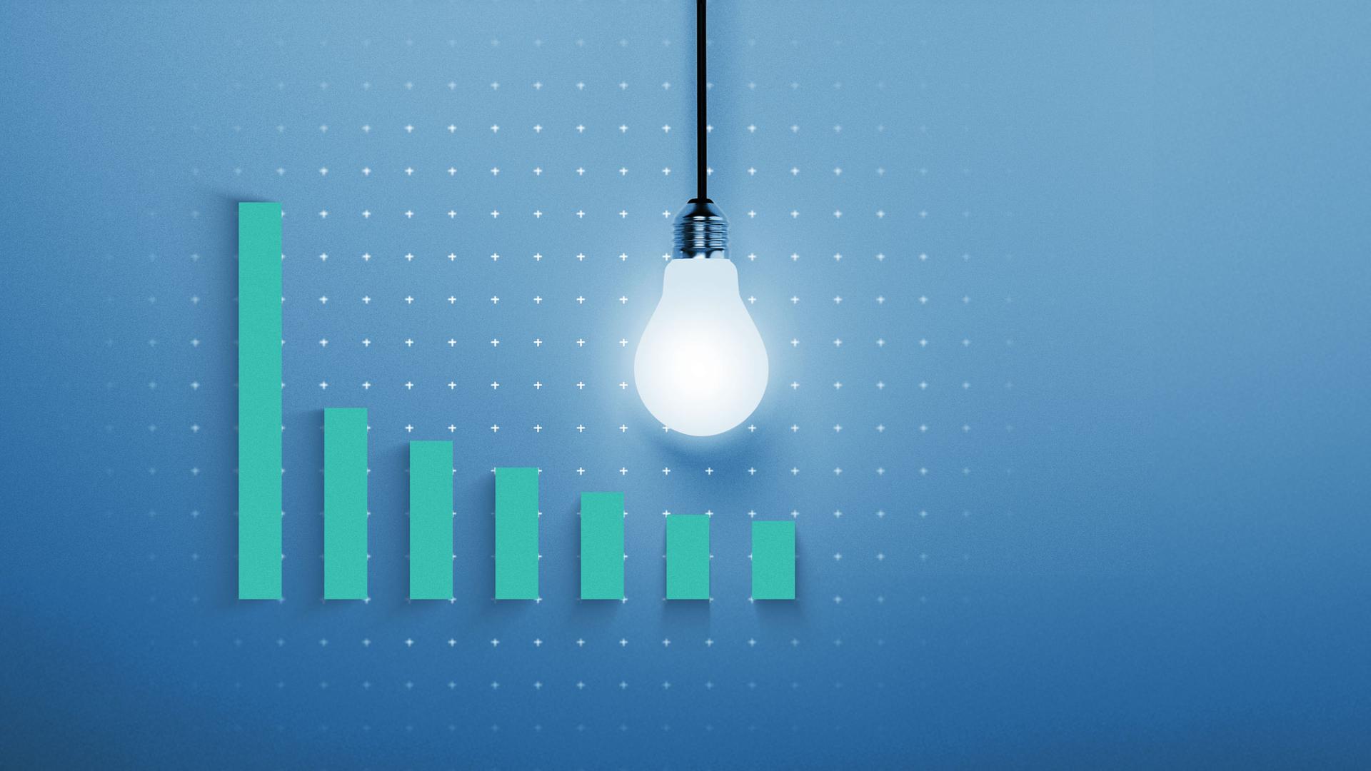 Das Vorschaubild für einen Inflationstext zeigt die Balken einer Grafik, die für Preissteigerungen verschiedener Produkte stehen.