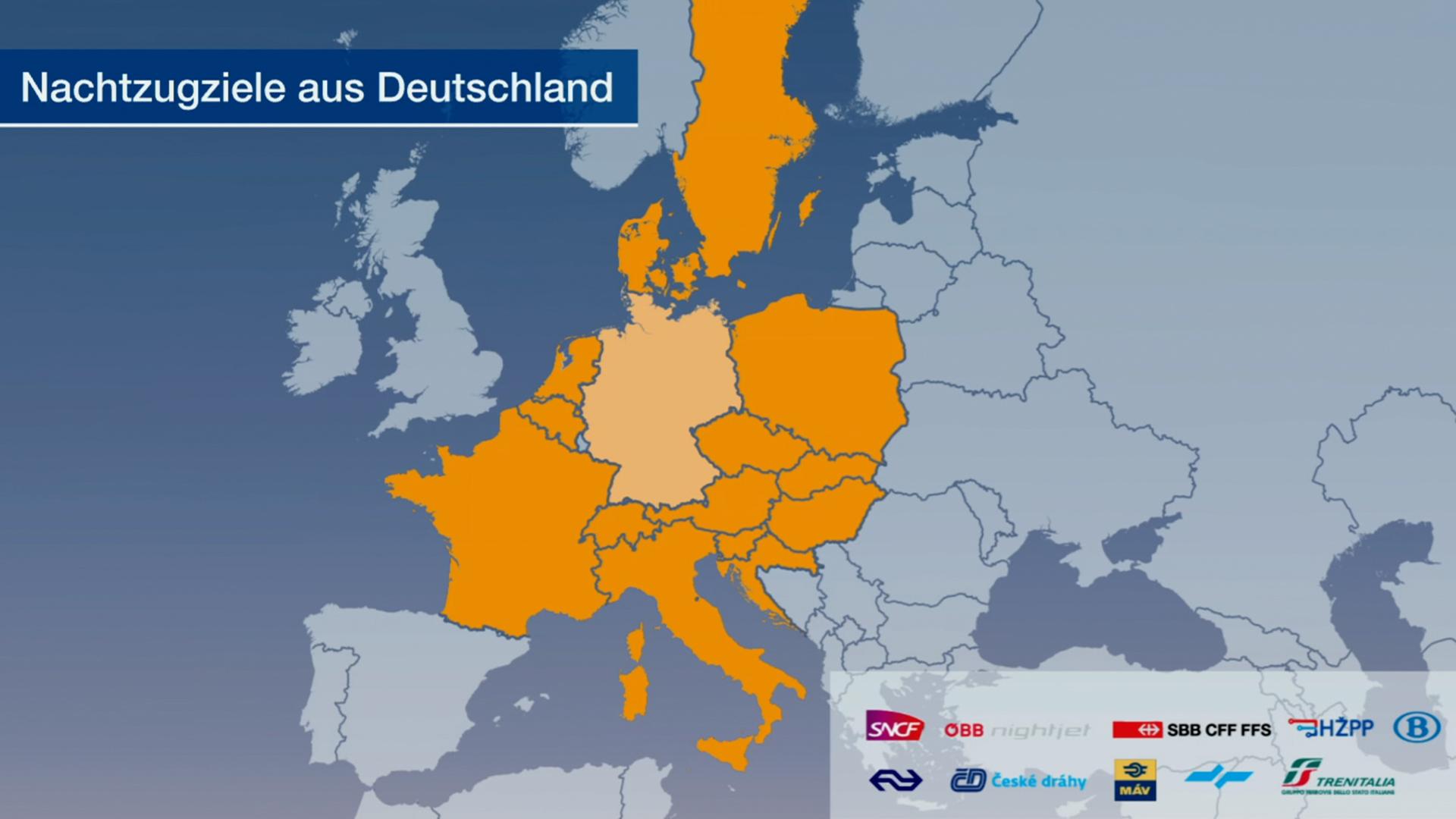 Infografik: Nachtzugziele aus Deutschland