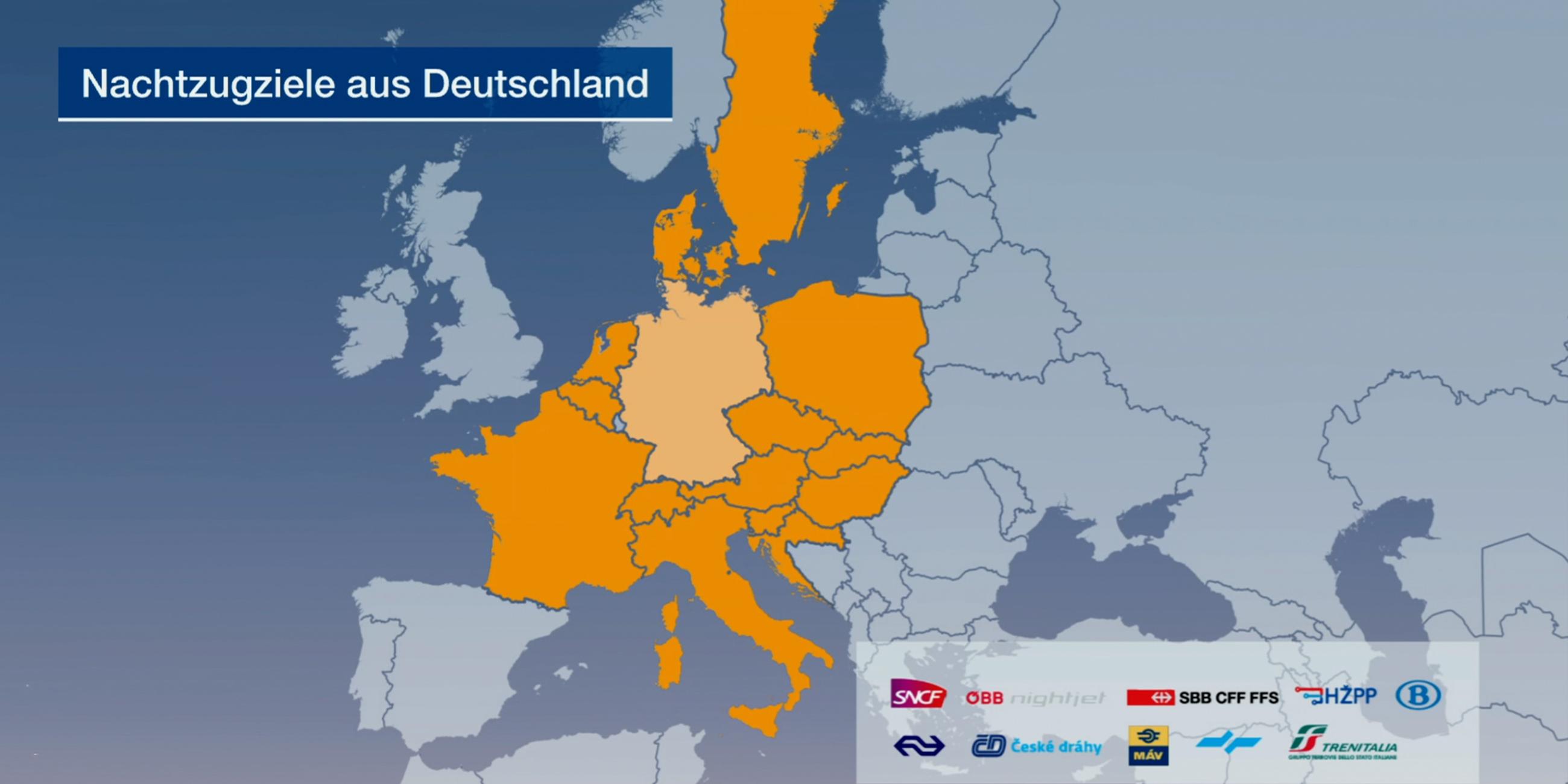 Infografik: Nachtzugziele aus Deutschland