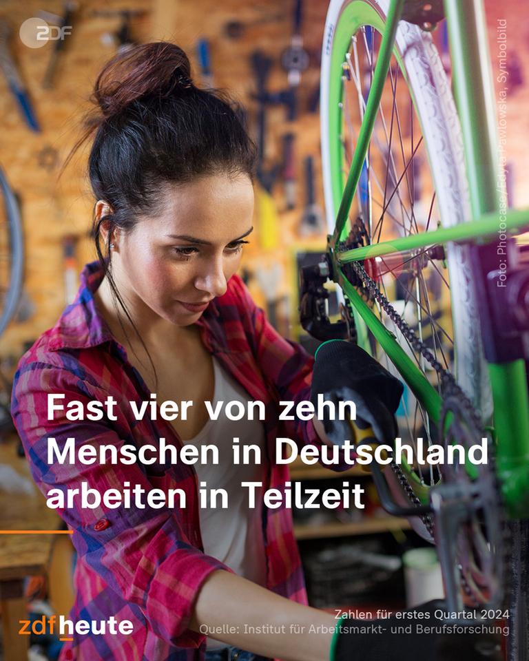 Infografik: Fast vier von zehn Menschen in Deutschland arbeiten in Teilzeit.