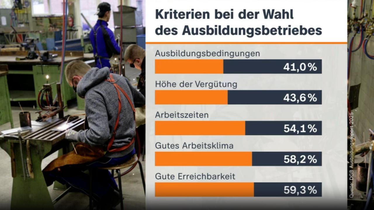 Infografik: Kriterien bei der Wahl des Ausbildungsbetriebes