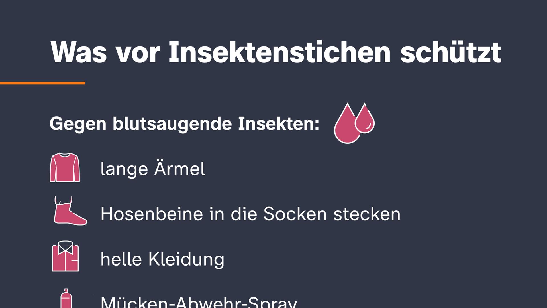 Die Grafik zeigt, welche Schutzmaßnahmen gegen welche Insekten helfen