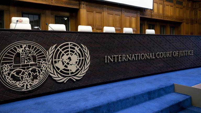 Dieses Foto zeigt eine Ansicht des Internationalen Gerichtshofs in Den Haag.