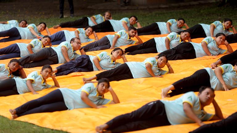 Internationaler Tag des Yoga in Indien.