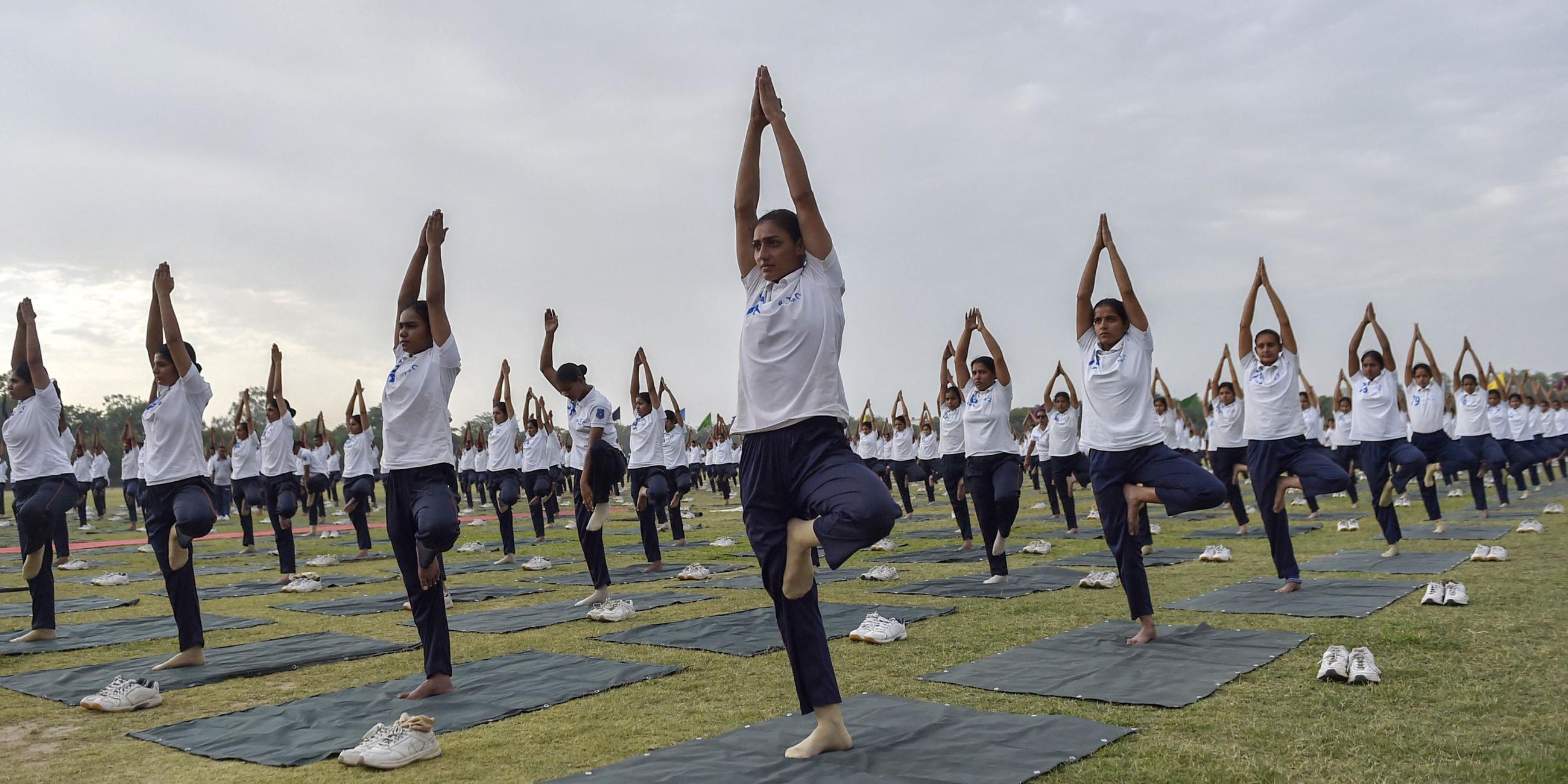 Internationaler Tag des Yoga in Indien.