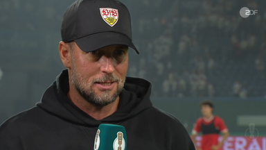 Der Stuttgarter Trainer im ZDF-Interview nach der DFB-Pokalpartie gegen Hansa Rostock