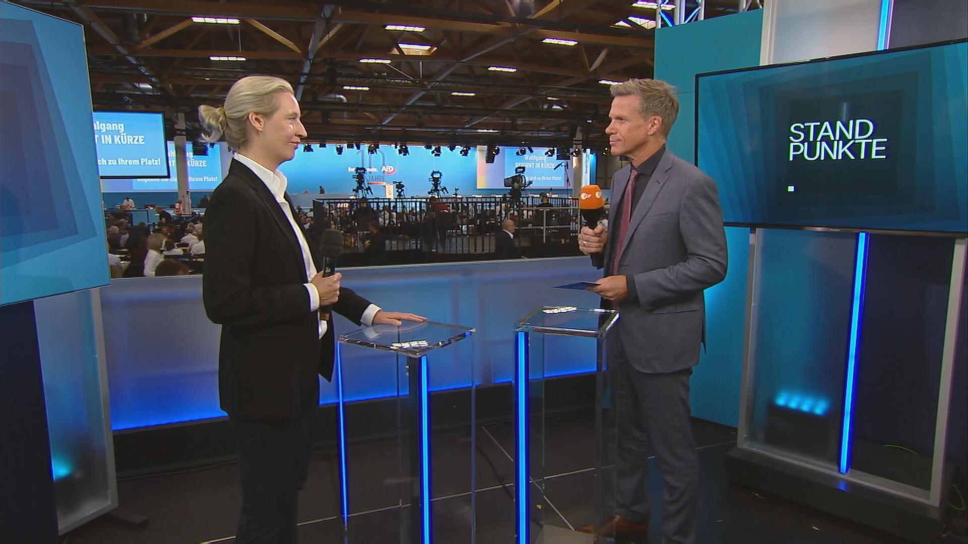 Alice Weidel und Ralph Szepanski beim Standpunkte Interview