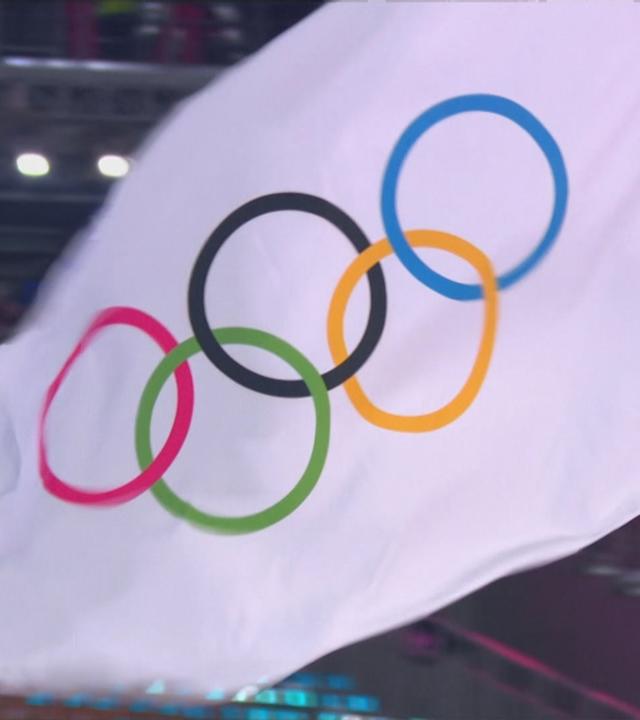 Olympische Flagge.