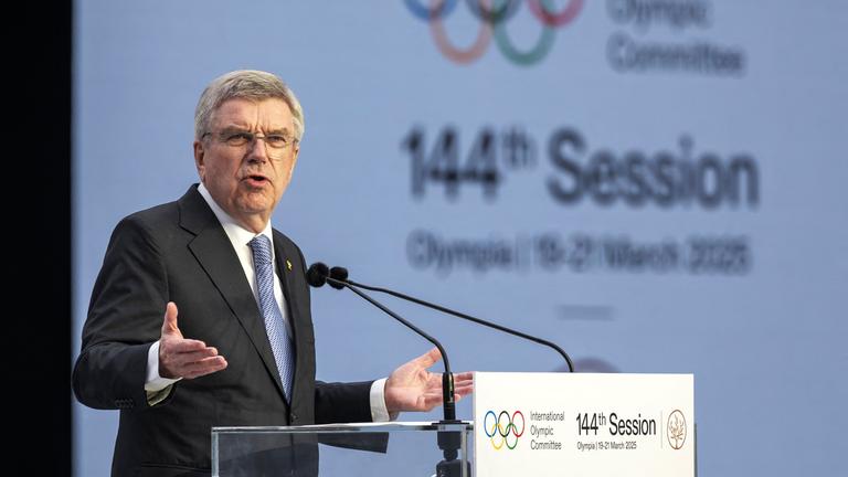IOC-Präsident Thomas Bach spricht bei der Eröffnungszeremonie der 144. IOC-Session in Griechenland