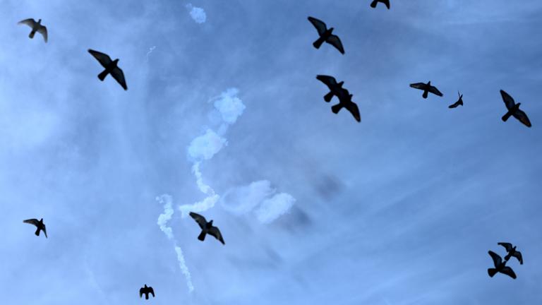 Rauch von abgefangenen Raketen über Doha, Katar, 5. März 2026