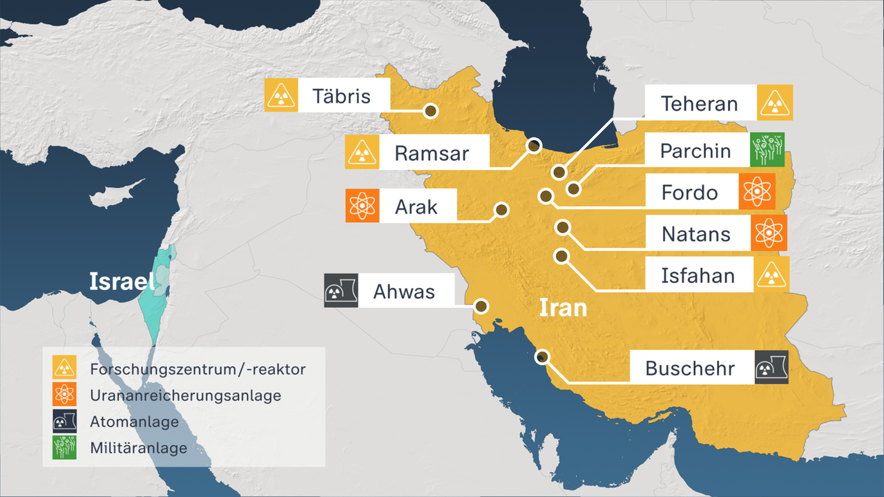 Karte: Atomprogramm des Irans